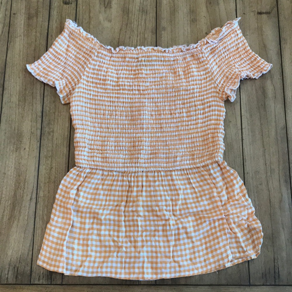 Francesca’s Orange and White picnic Top Blue Rain